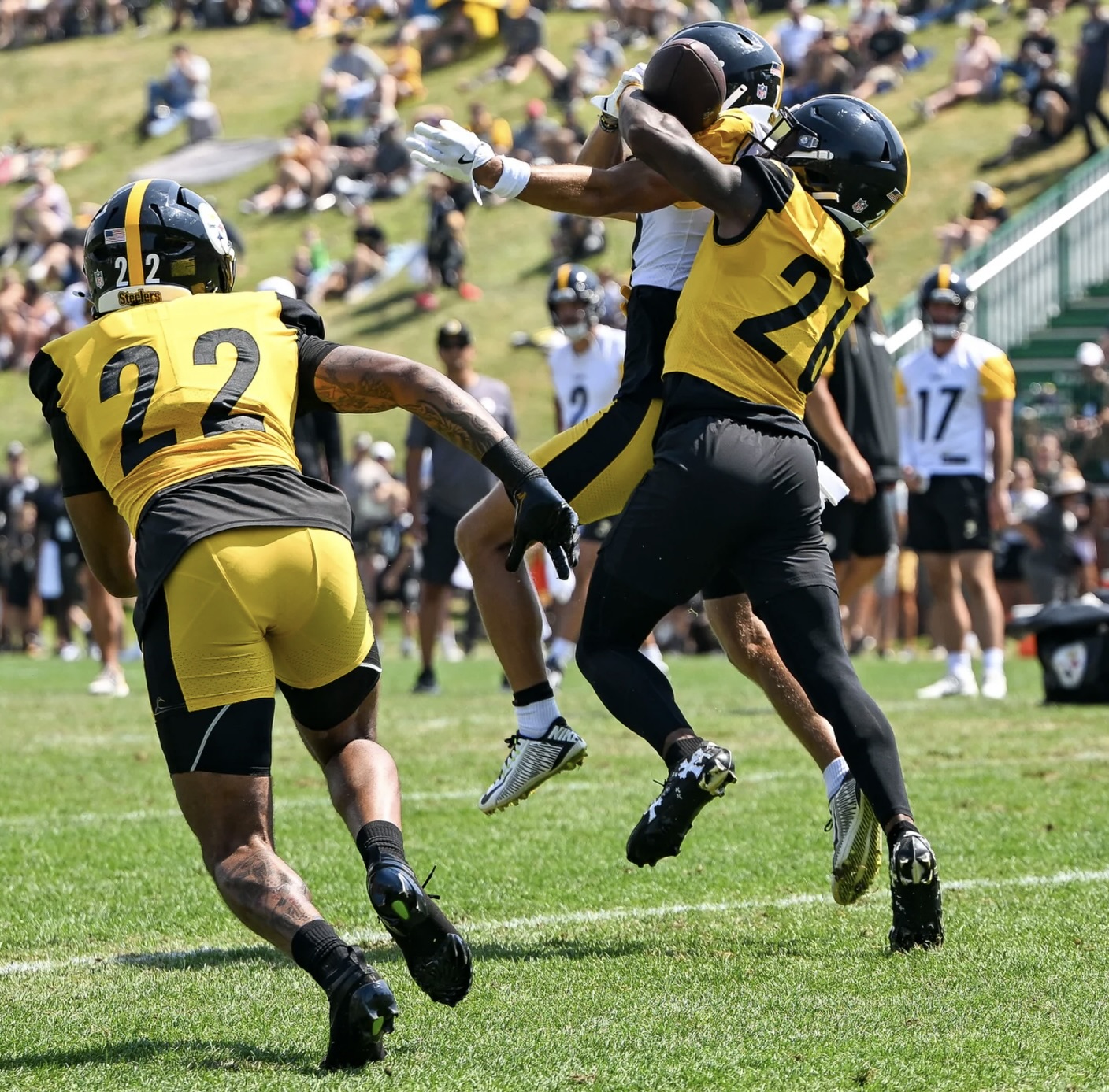 Brandin Echols defends a pass Wednesday in Latrobe, Pa.
