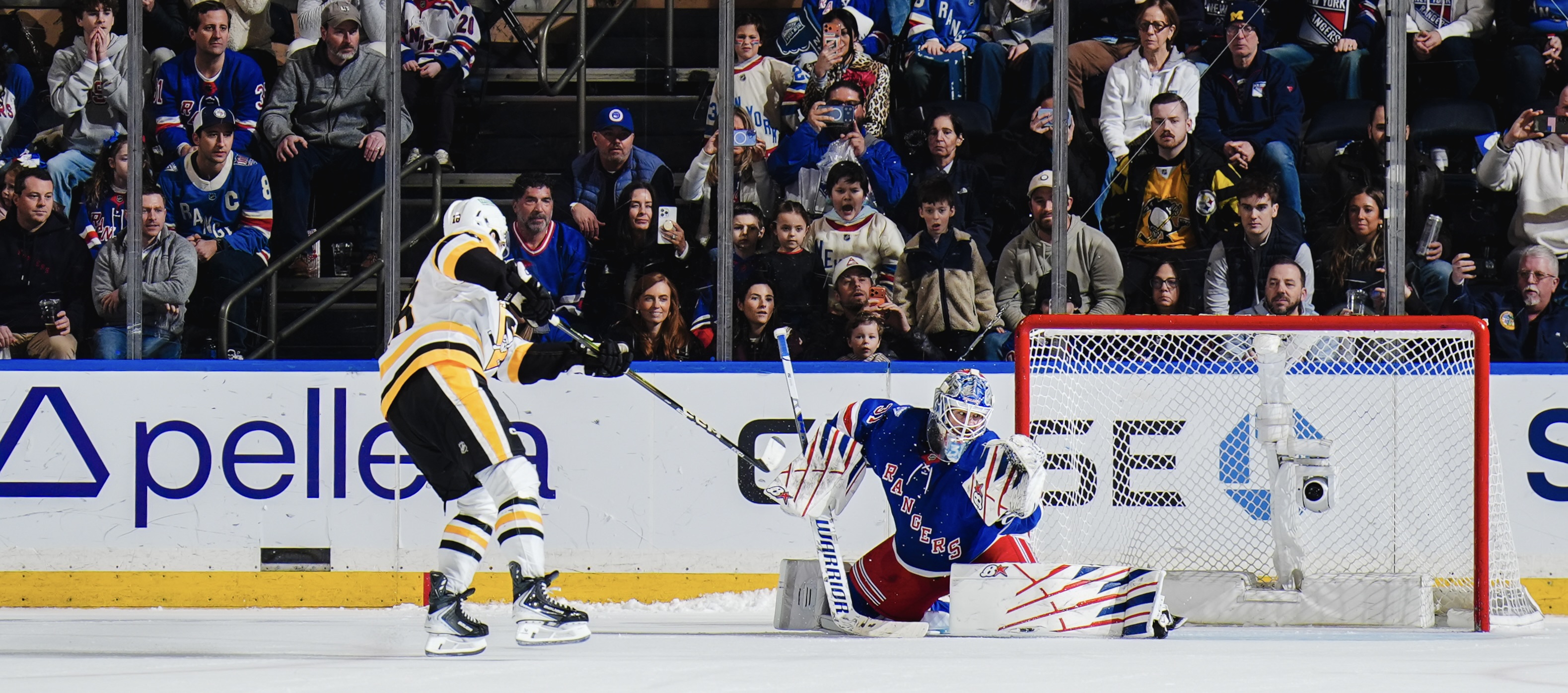 Tommy Novak wrists the puck wide past the Rangers' Igor Shesterkin to end the shootout.