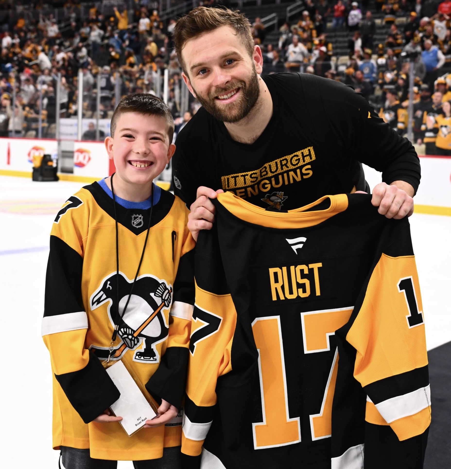 Bryan Rust and friend after the game.