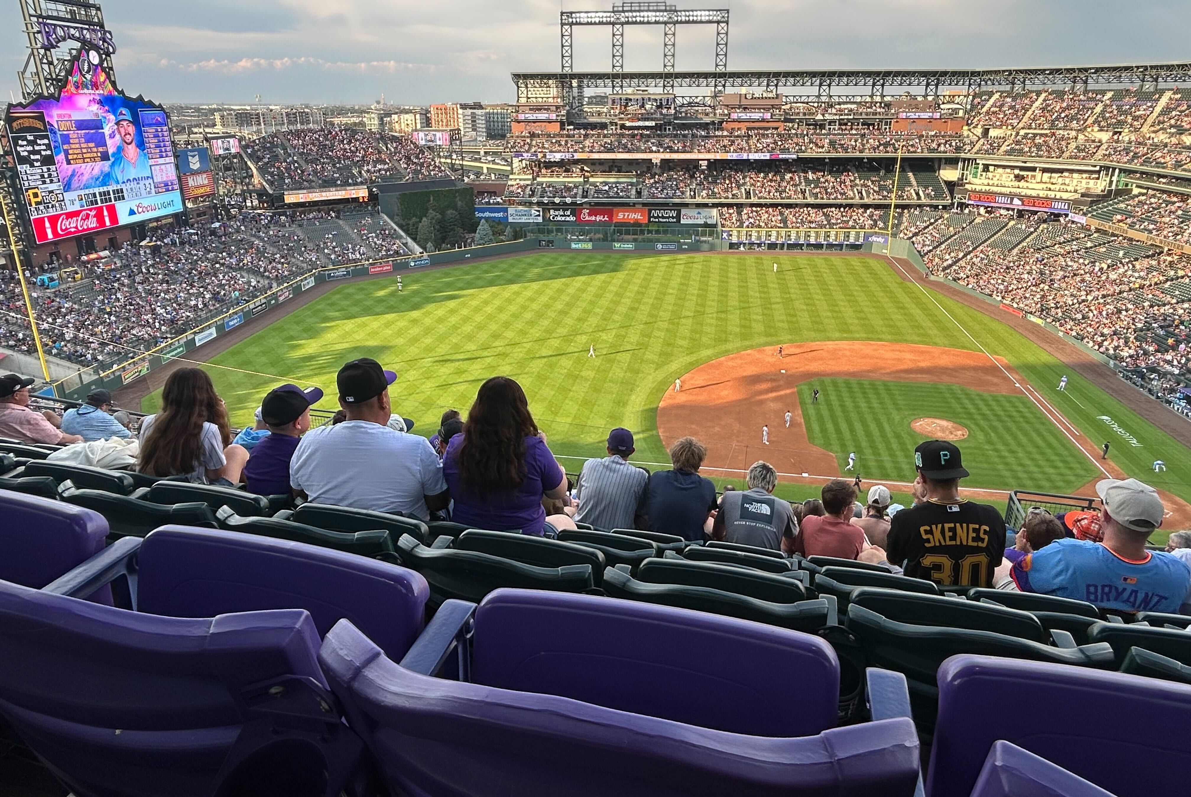 The famous Purple Row in the upper deck, signifying exactly a mile above sea level.
