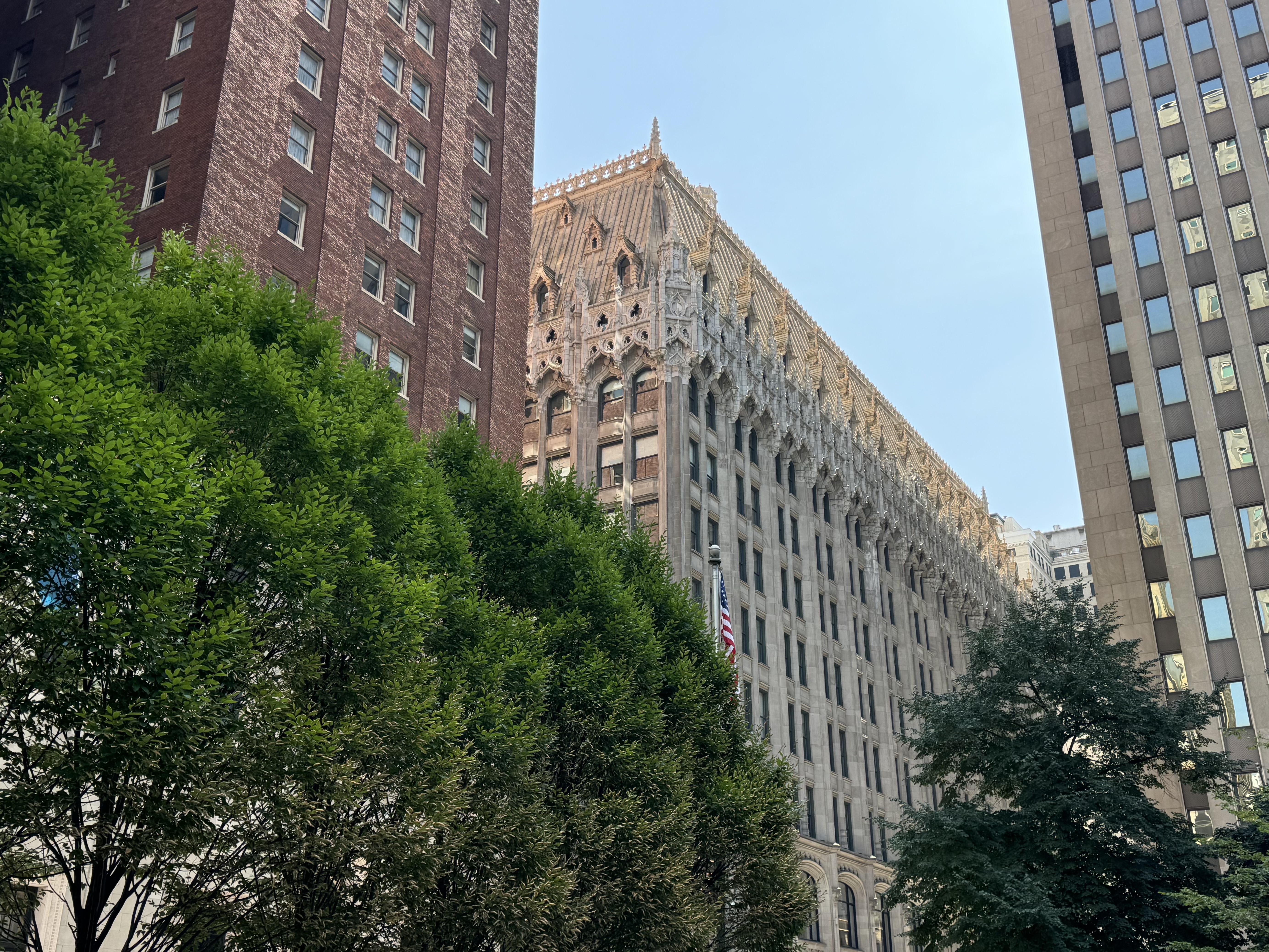 Union Trust Building, through trees on the Square.