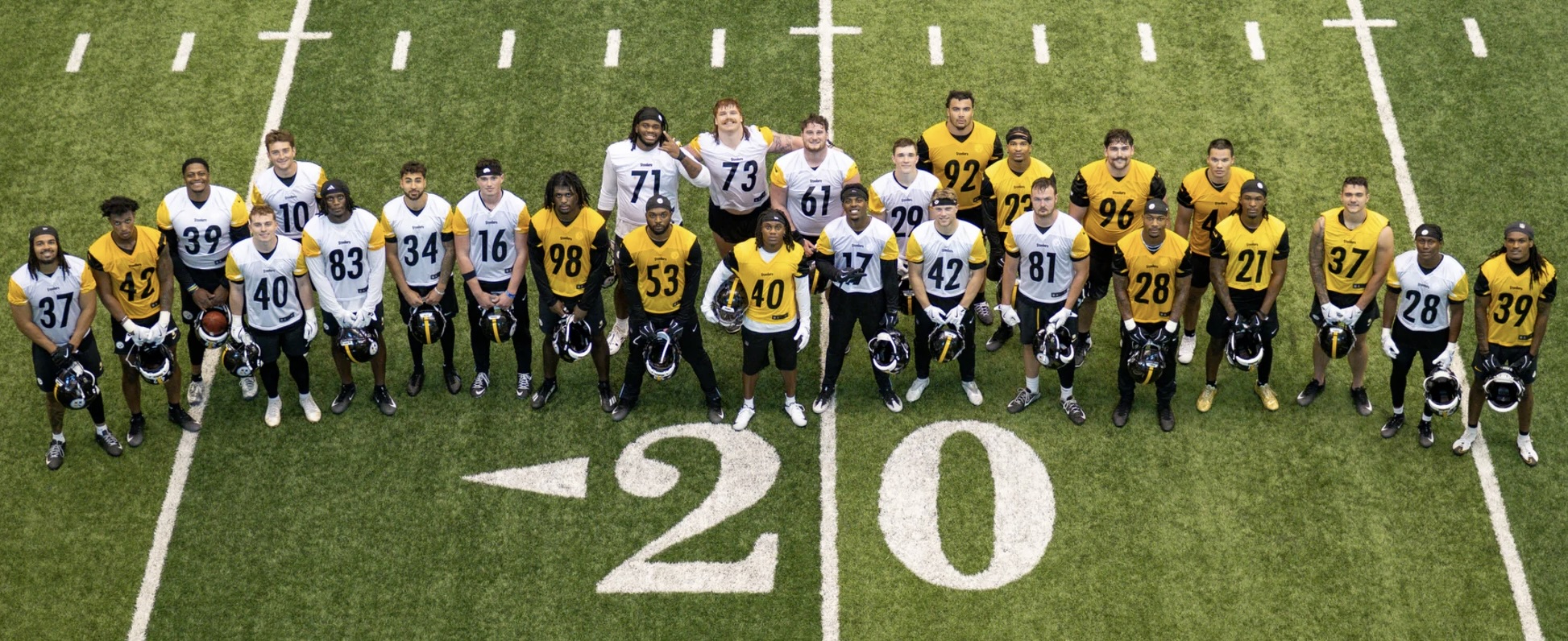 The entirety of the Steelers' rookie minicamp roster assembles for a pic Saturday.