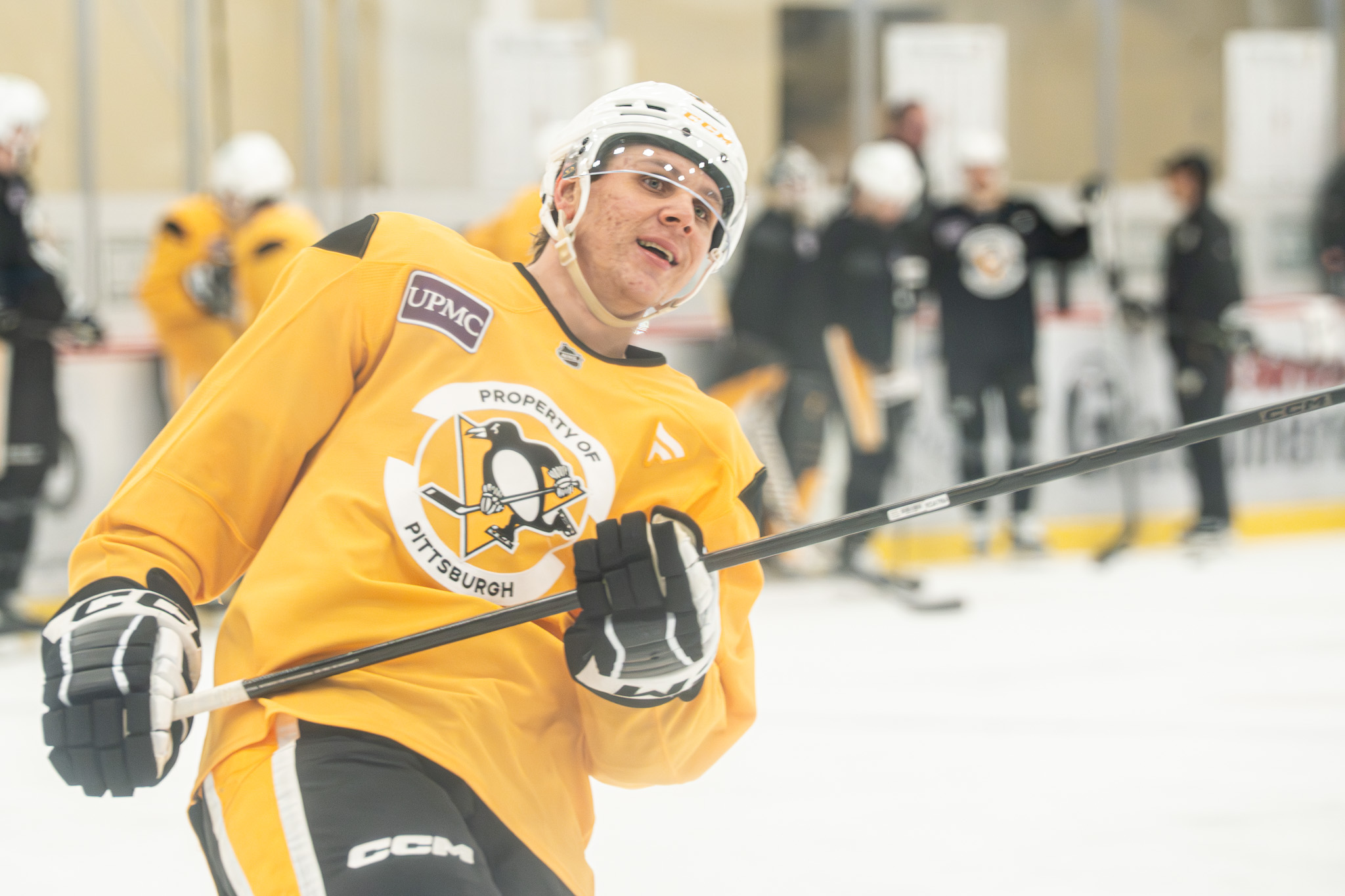 Blake Lizotte smiles during practice.
