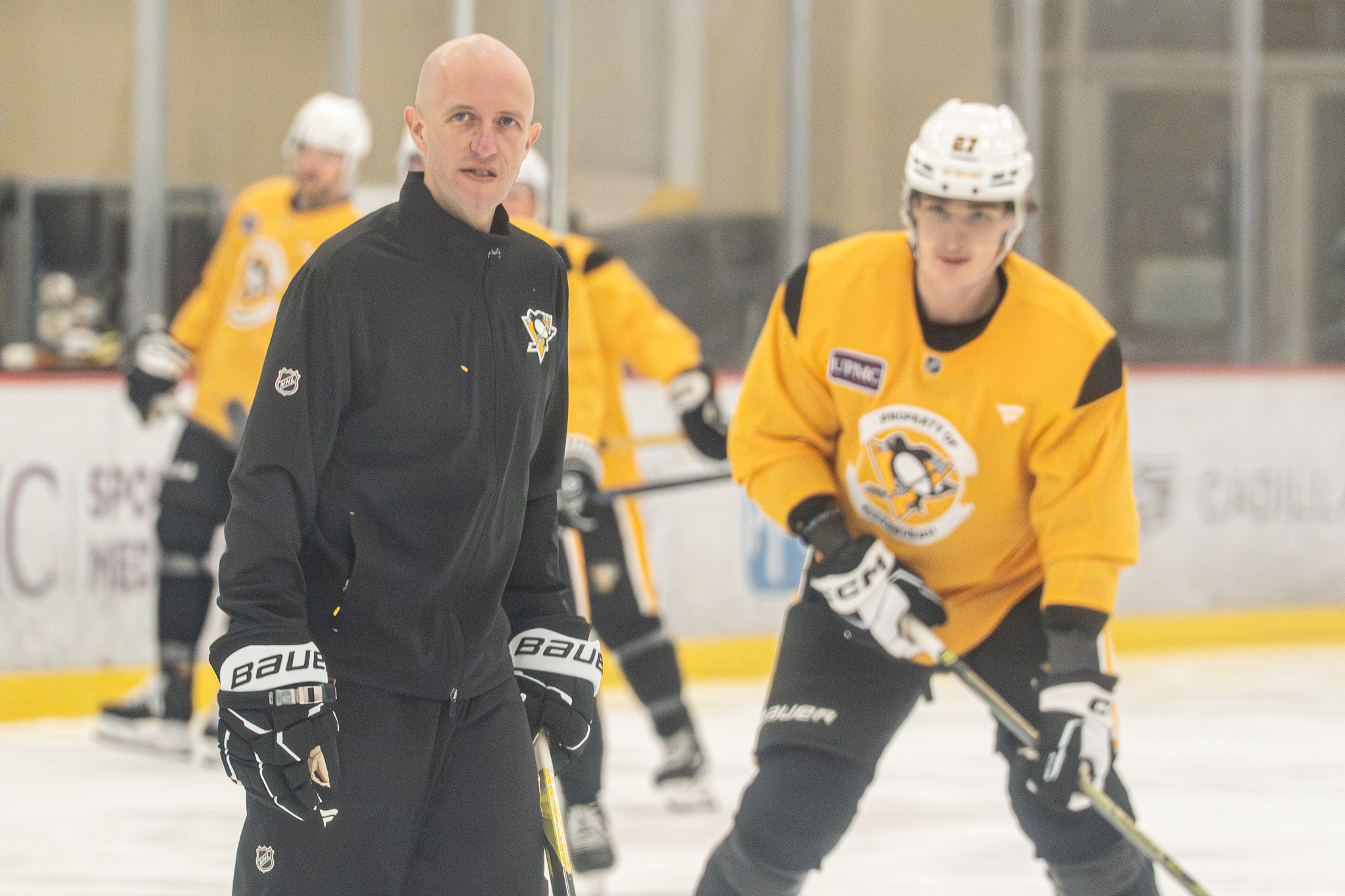 Dan Muse watches during practice.