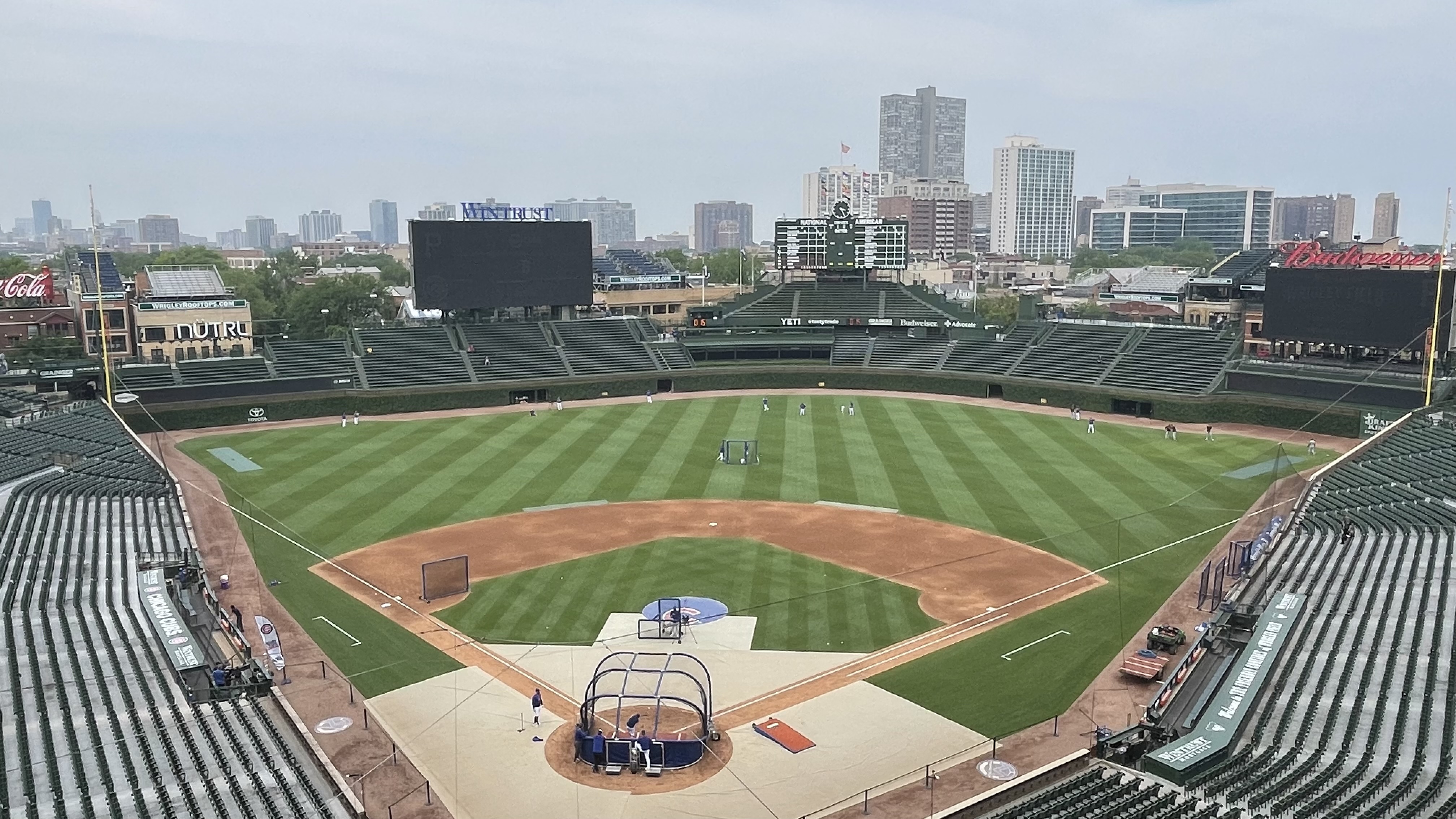 Press box view, Wrigley Field, Chicago. 