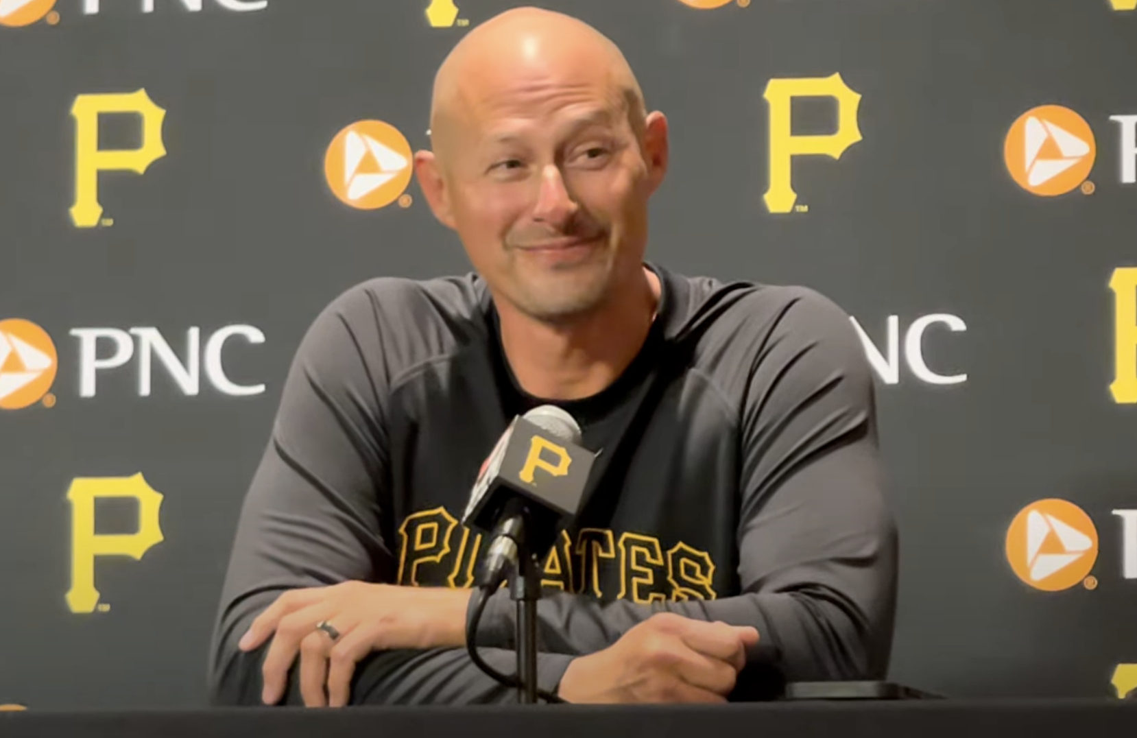 Don Kelly smiles after earning his first win tonight at PNC Park.