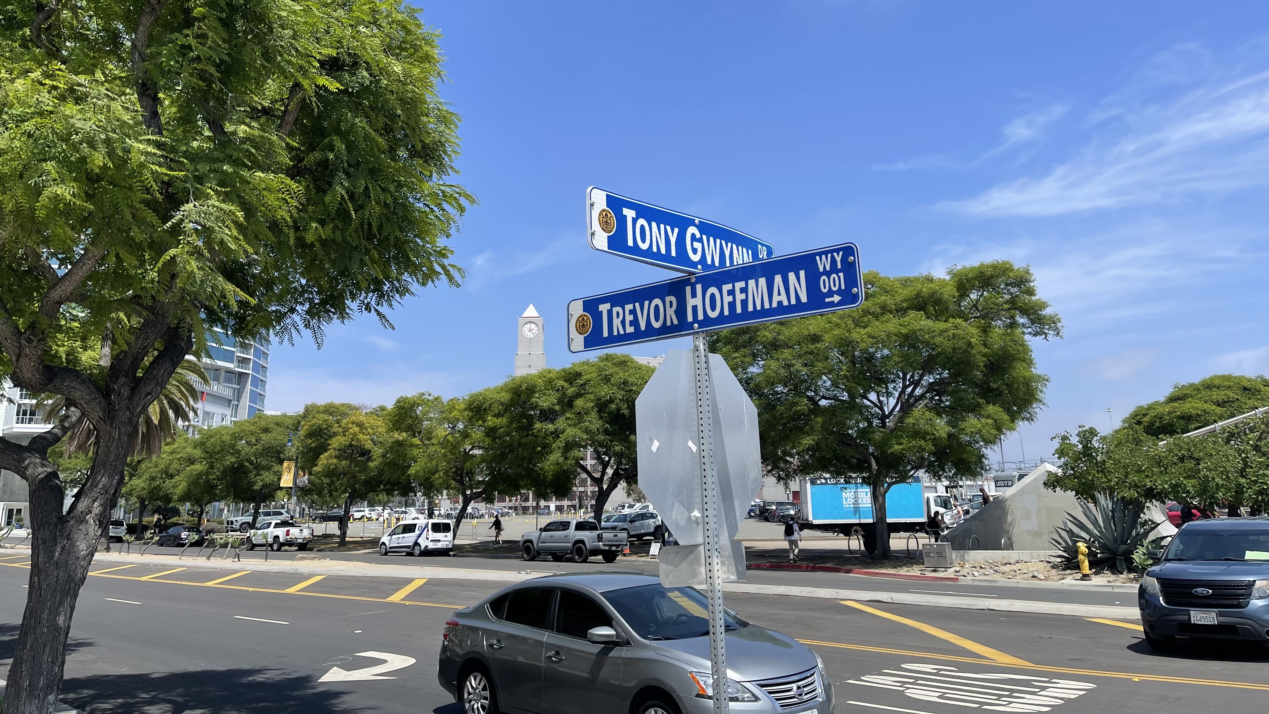 Corner of Ton Gwynn Dr. and Trevor Hoffman Way, Petco Park, San Diego.