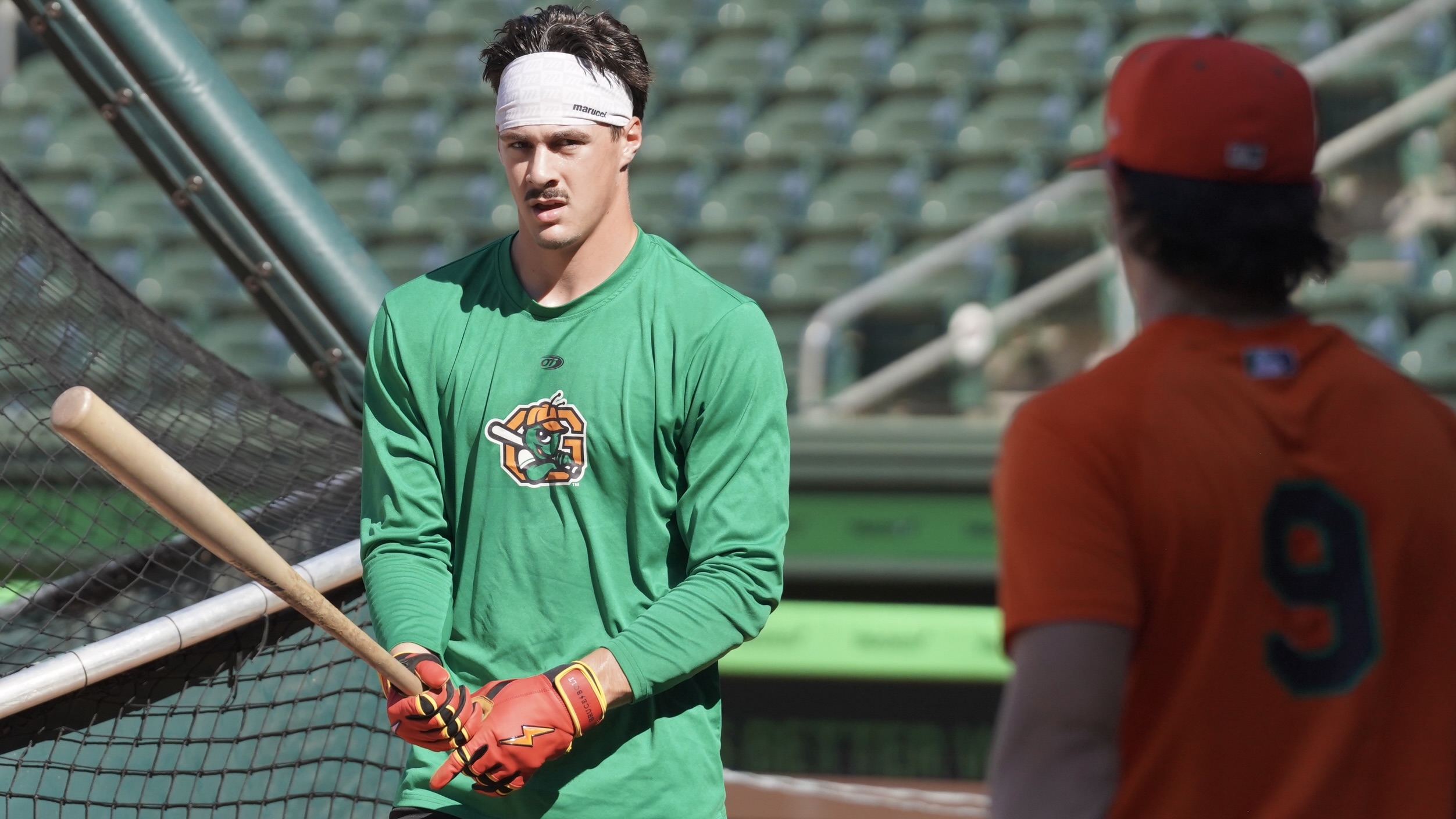 Konnor Griffin waits for his turn in batting practice Tuesday at Fluor Field in Greenville, S.C.