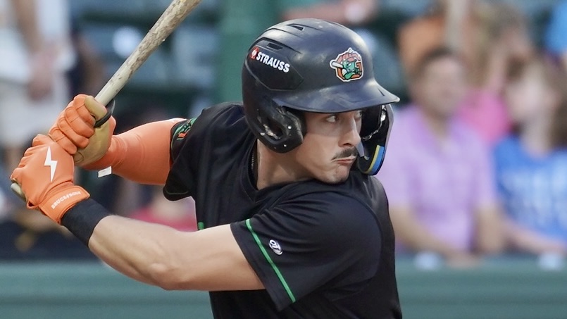 Konnor Griffin prepares for a pitch Tuesday night at Fluor Field in Greenville, S.C. 