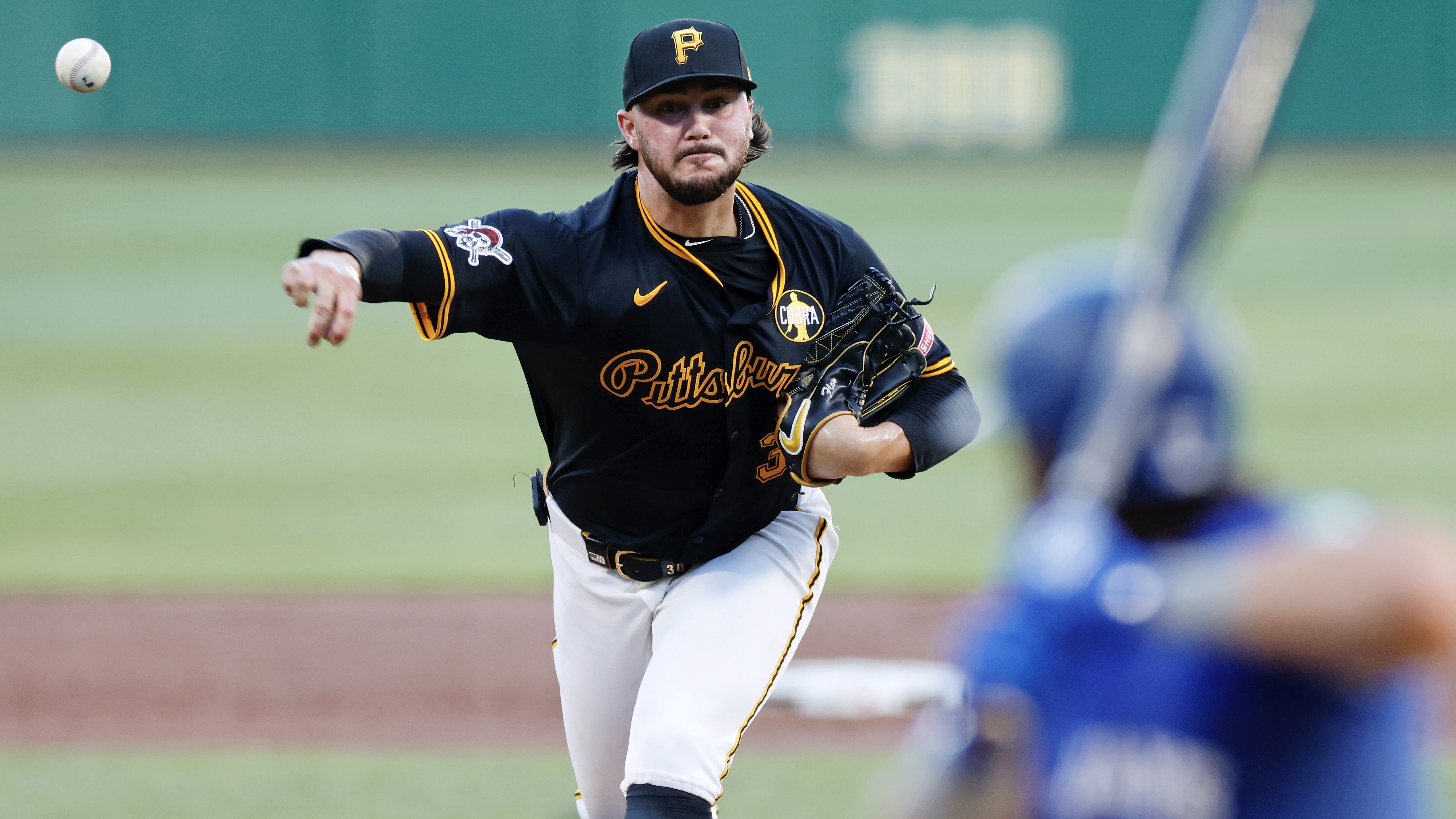 Paul Skenes throws a pitch in the first inning Monday at PNC Park.