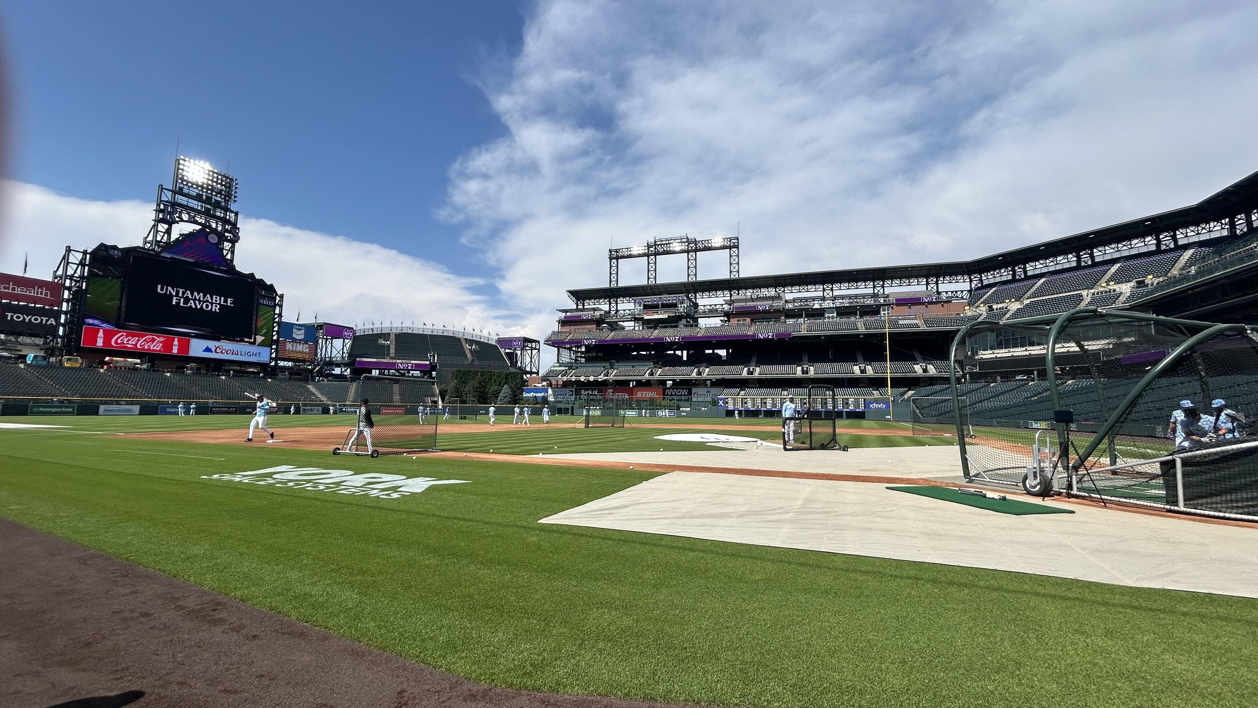 Field level at Coors Field in Denver.