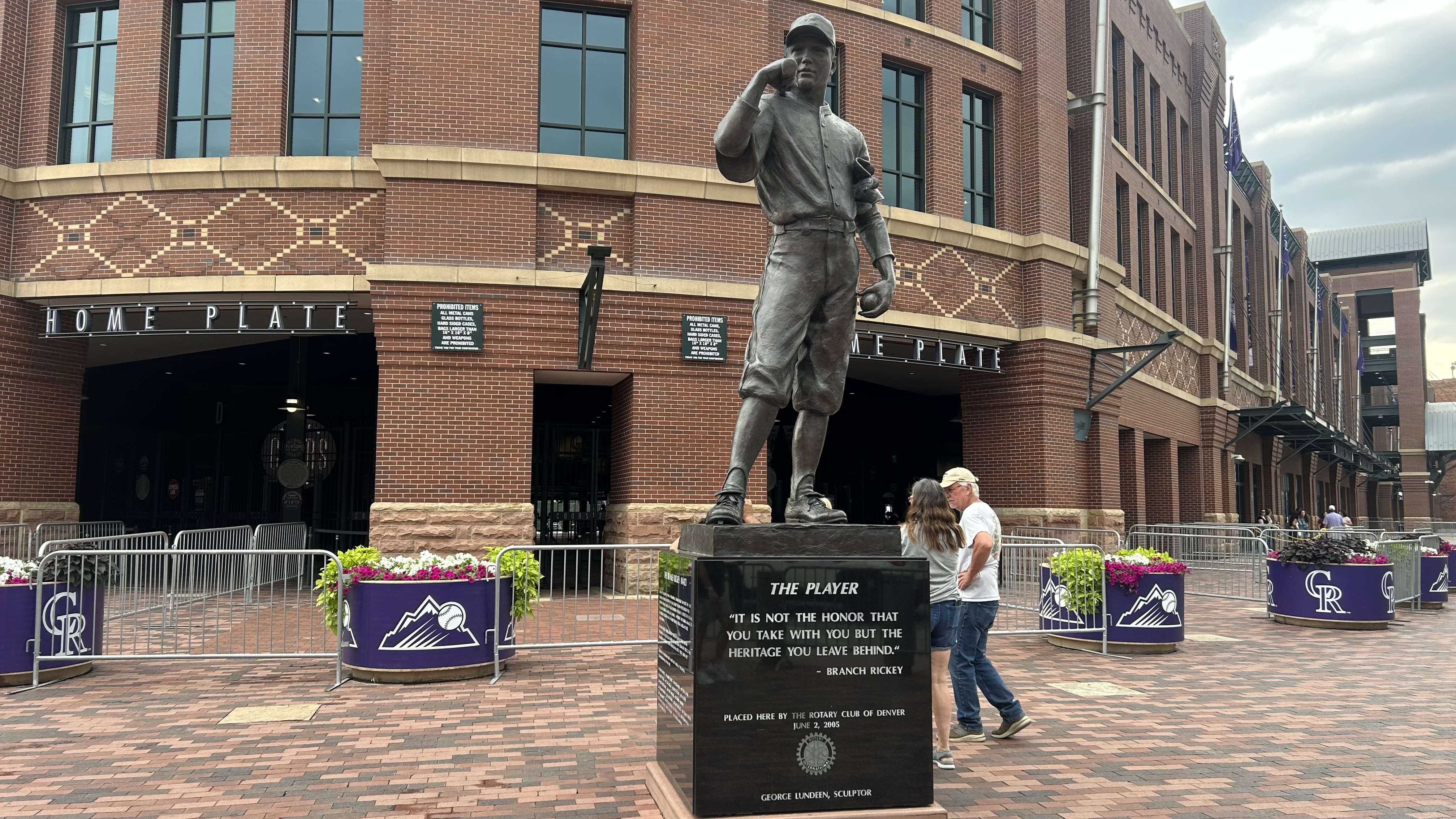 Outside the home plate gate at Coors Field in Denver.