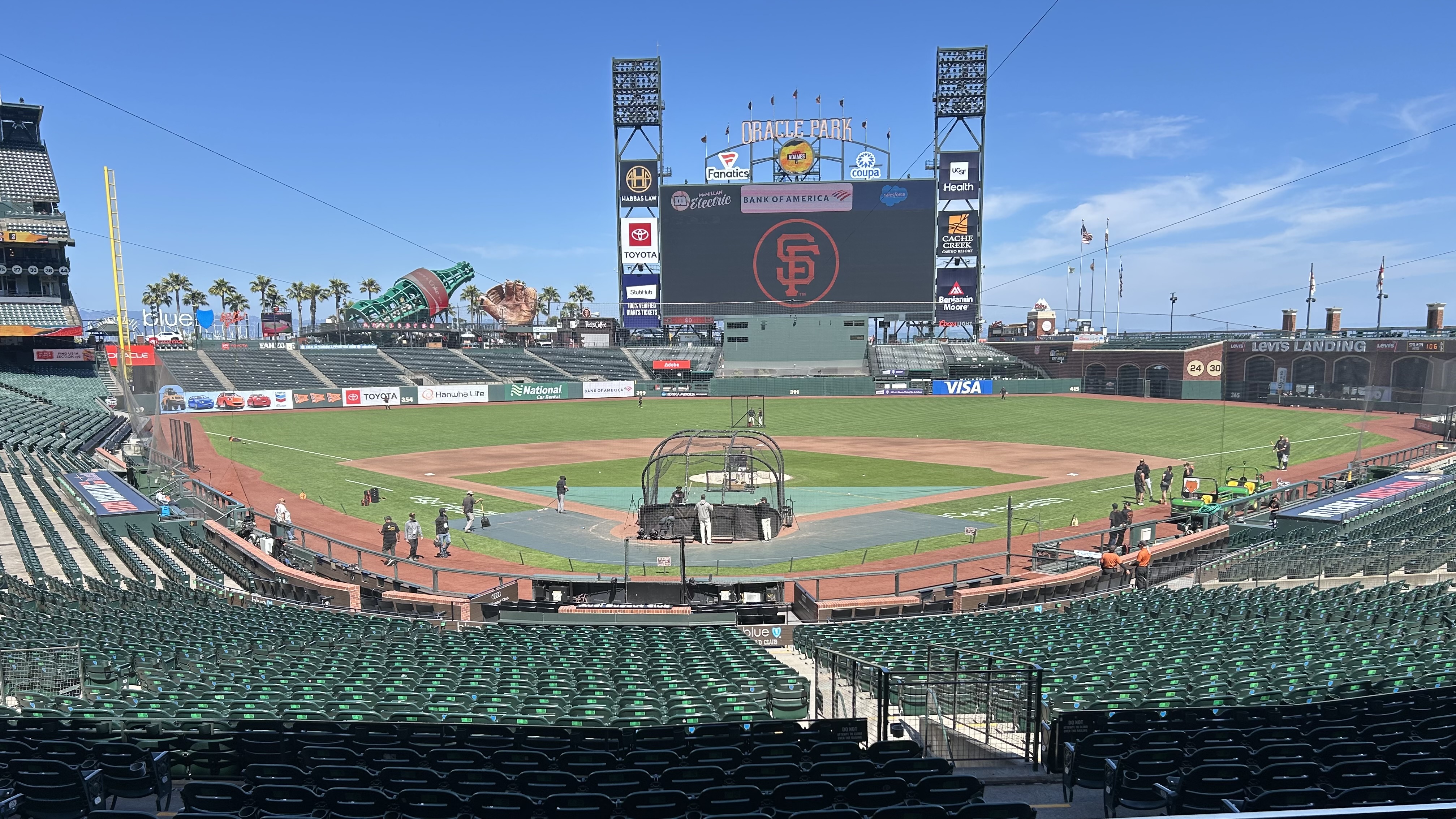 View from the press box at Oracle Park in San Francisco.