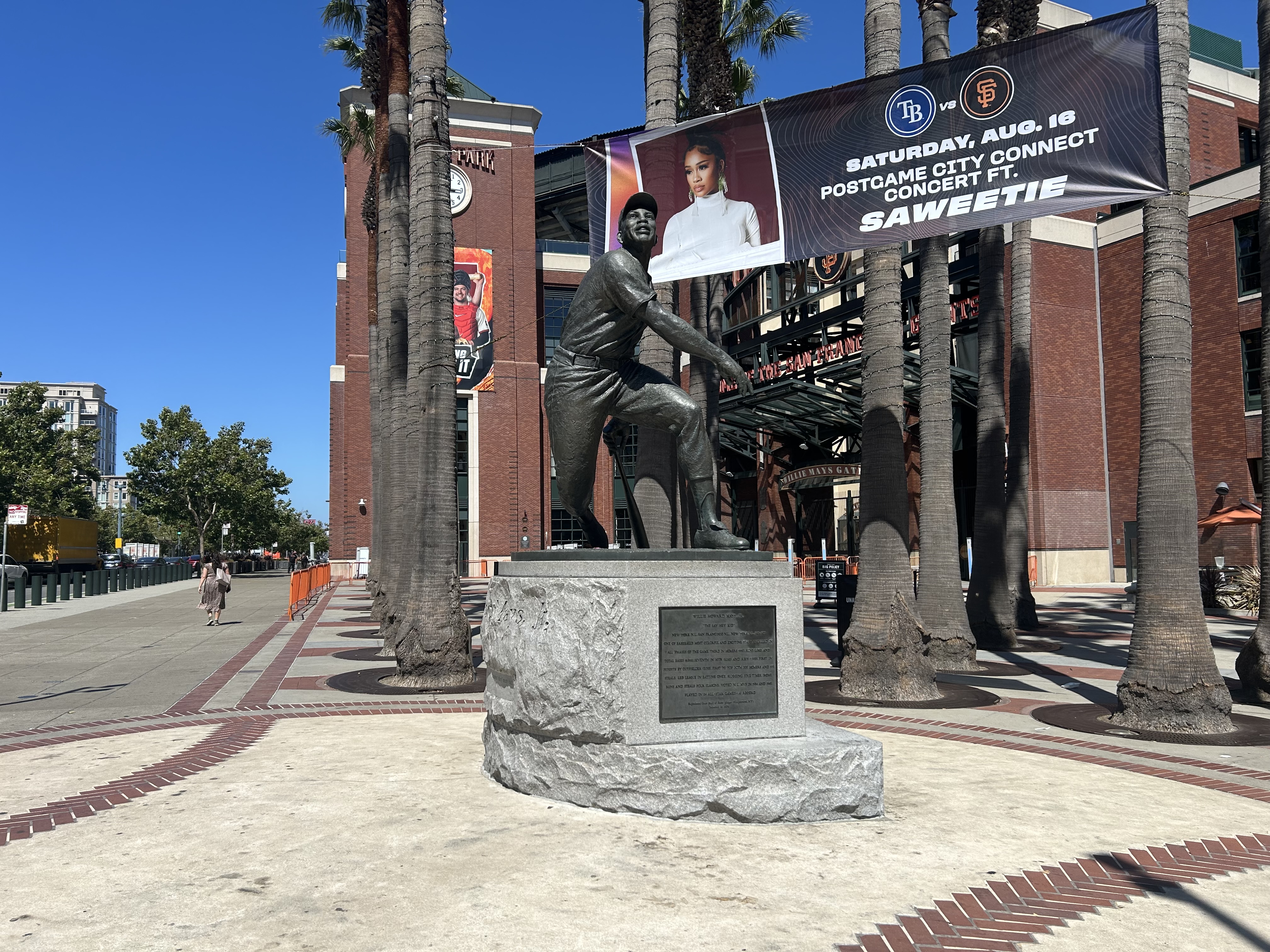 Willie Mays statue outside Oracle Park in San Francisco.