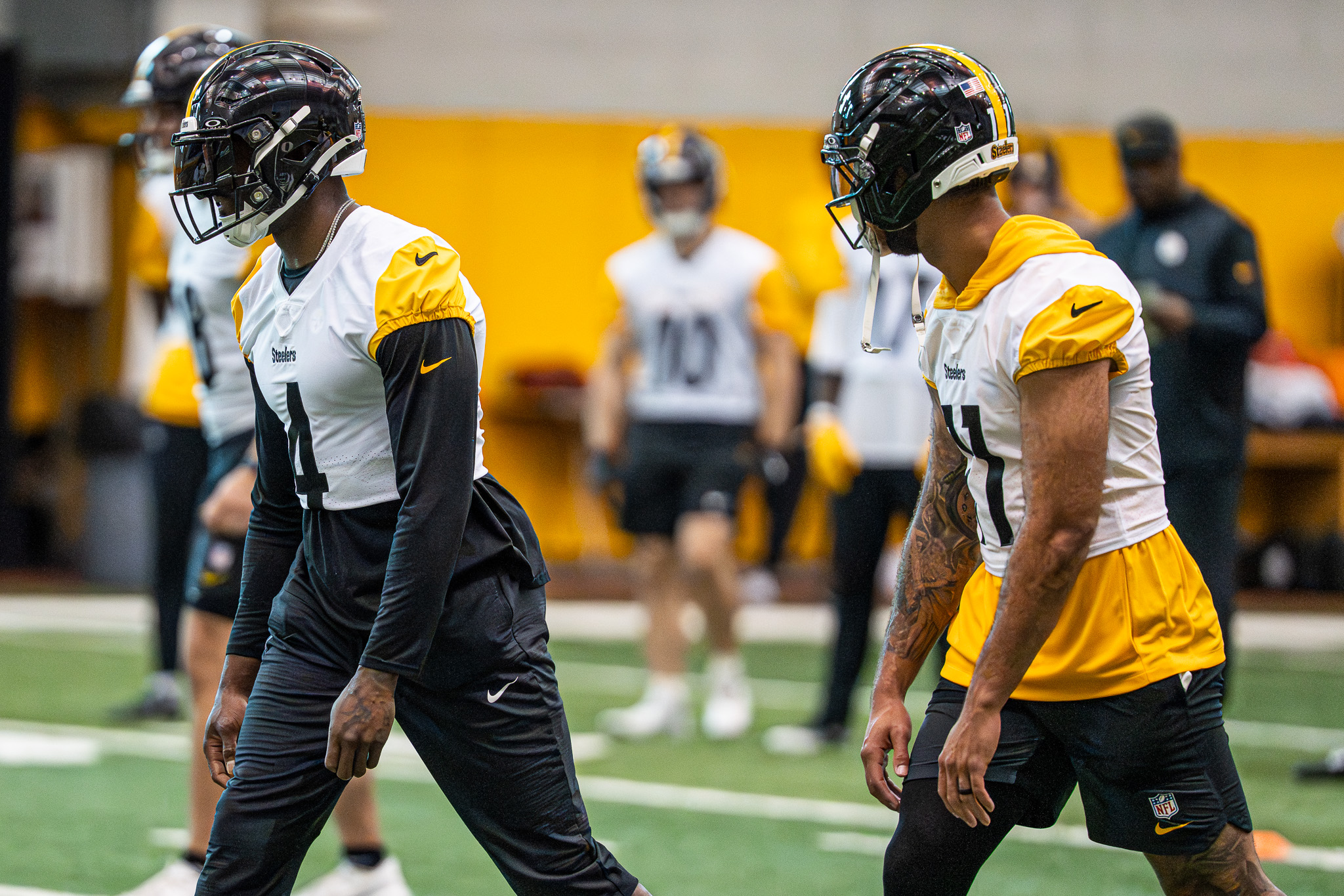 DK Metcalf, Michael Pittman Jr. lining up together during OTAs on May 20 on the South Side.