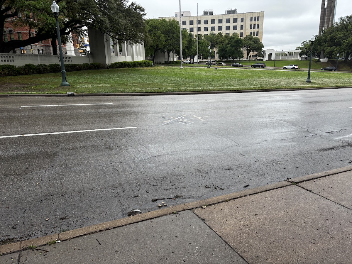 Xs on Elm Street mark the locations in which Kennedy was shot.