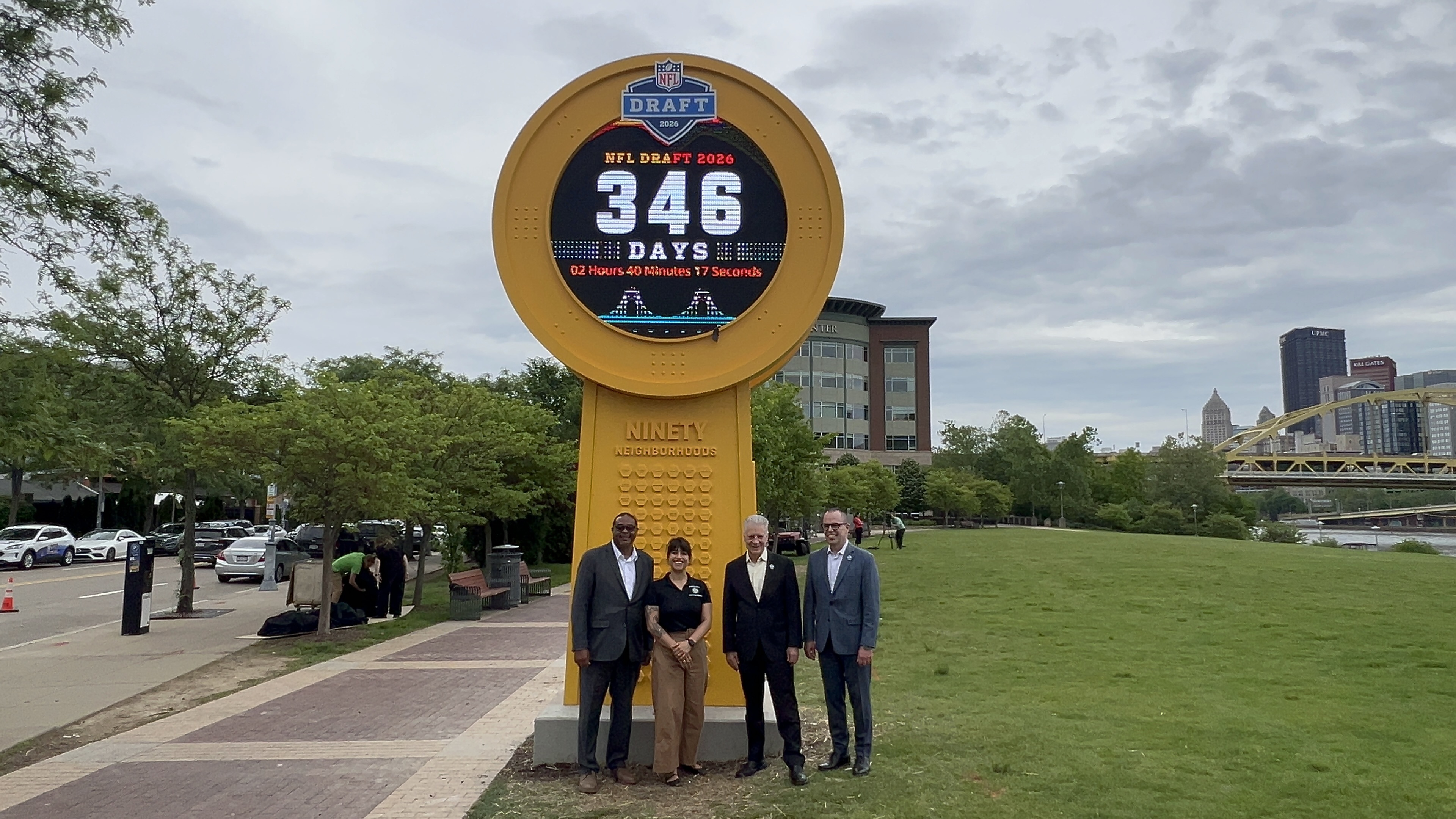The NFL Draft countdown clock that will stand on the North Shore 