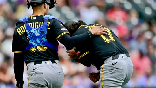Liner to elbow knocks Jones out of start taken in Denver. Photo by GETTY