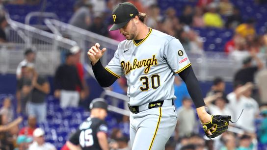 Skenes, velo at career low, lifted at 65 pitches taken in Miami (Top story). Photo by GETTY