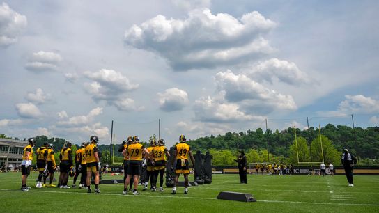 Defensive players prepare for drills Tuesday on the South Side.