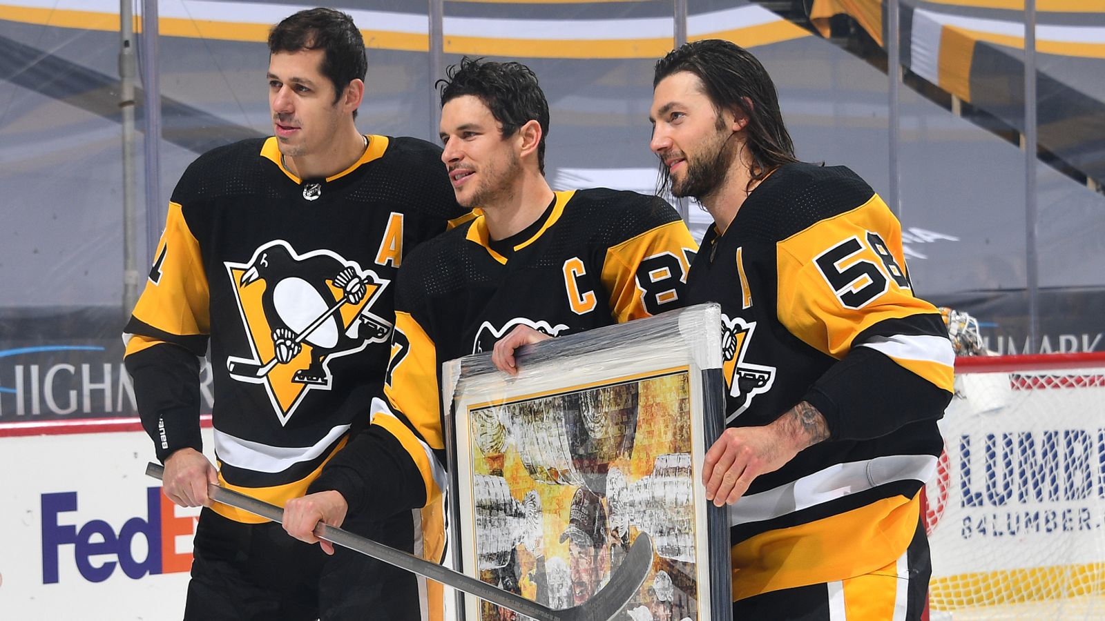 Evgeni Malkin, Jake Guentzel, Kris Letang & Sidney Crosby