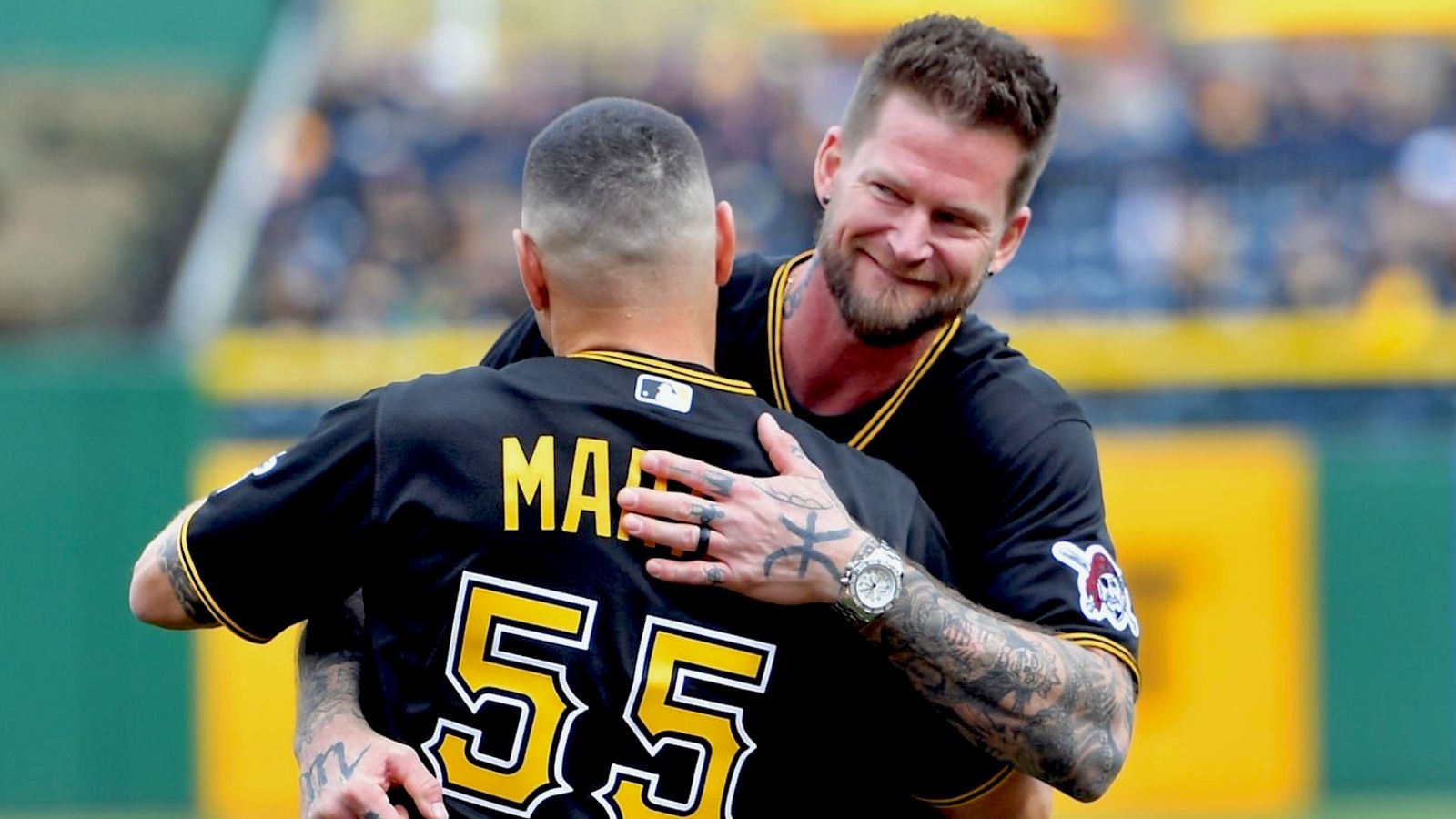 It is my home:' A.J. Burnett, Russell Martin reconnect for special first  pitch