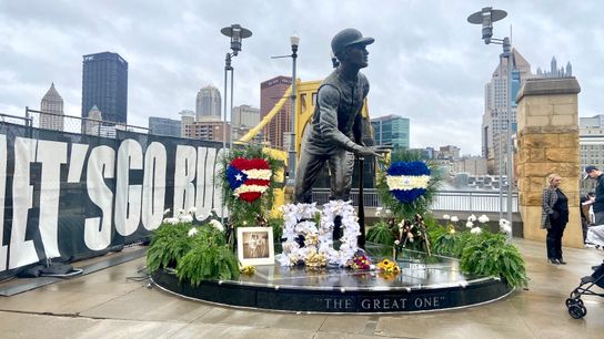 A cancelled flight brings forth a Pittsburgh celebration for Clemente taken at PNC Park (Pirates)