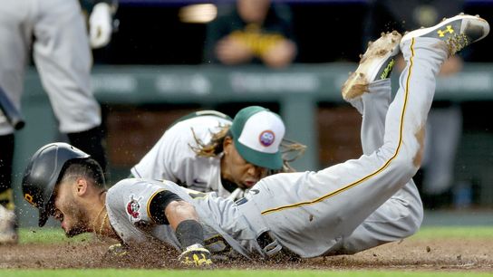 Freeze Frame: Marcano's slide shows why 'you can never count him out' taken in Denver (Pirates)