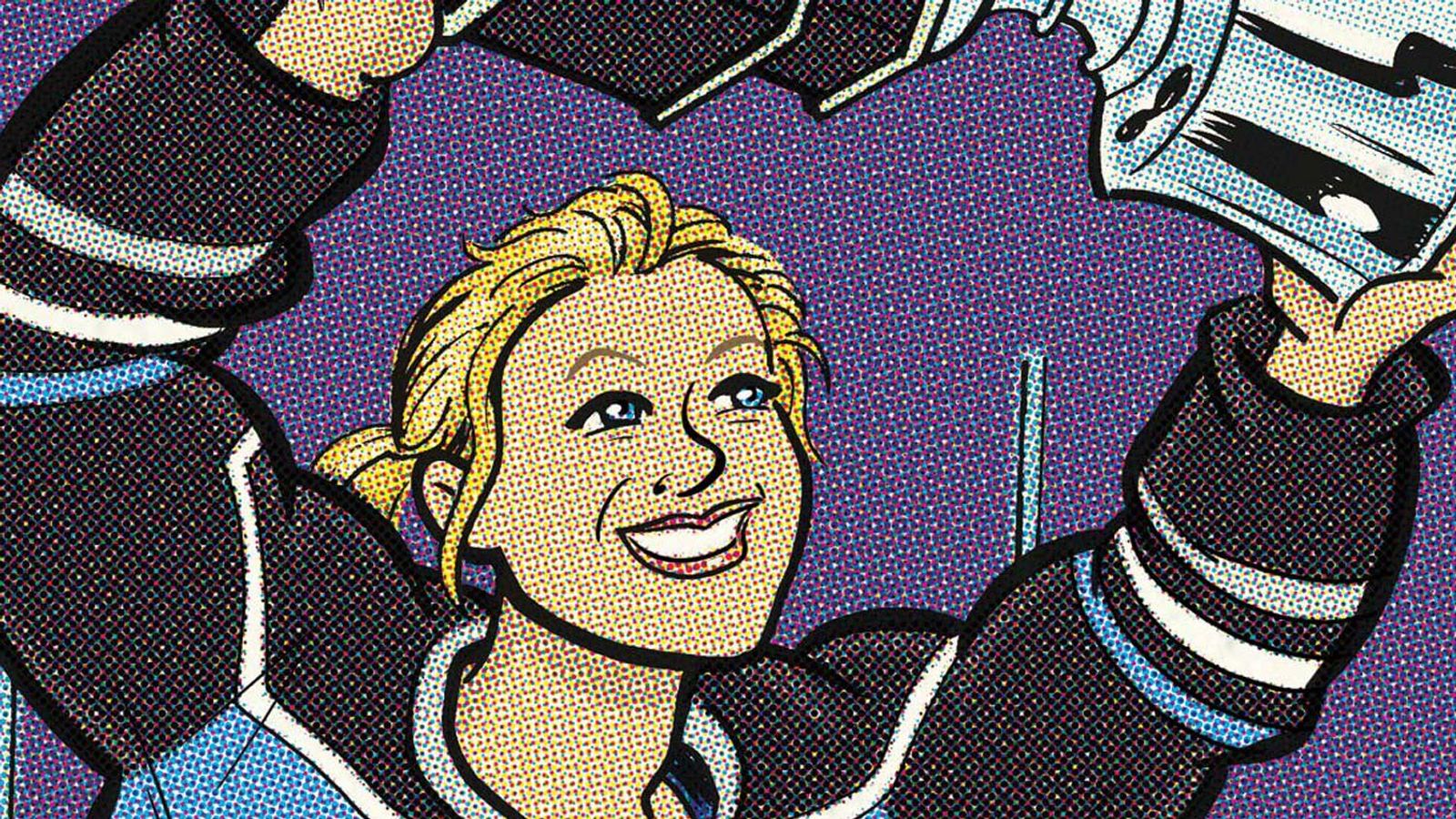 Brianne backstops a beaut! taken in Richmond, Va. (Cartoon Canon). Photo by ROB ULLMAN / DKPS