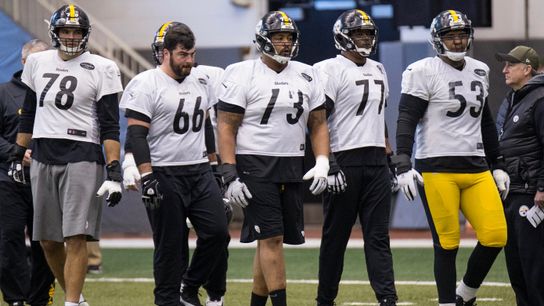 Offensive line up for facing 'best in the league' taken at Rooney Sports Complex (Steelers)