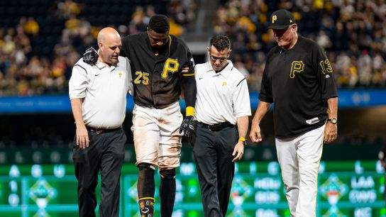 Polanco hurts left knee with awkward slide taken at PNC Park (Courtesy of StepOutside.org)