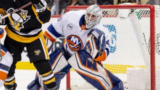 Grant cheers for Islanders' goalie Lehner taken in Cranberry, Pa. (Penguins)