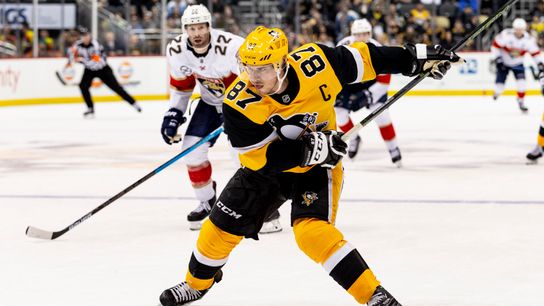 Crosby's a rare 200-foot player chasing 100 points taken at PPG Paints Arena (Courtesy of Point Park University)