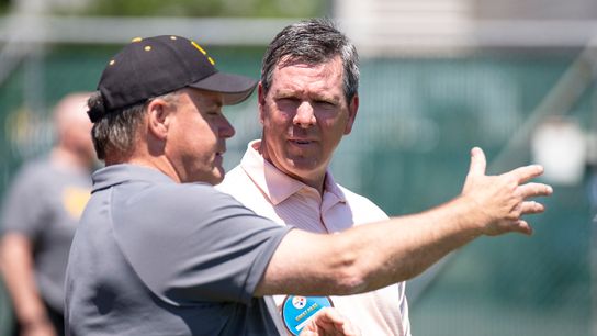 Penguins coaches visit Steelers minicamp taken at Rooney Complex (Courtesy of Point Park University)