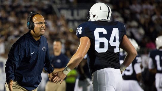 Franklin tries to clear air on late timeout in rout taken in University Park, Pa. (James Franklin)