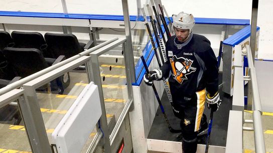 Schultz calls it 'cool to be back' in Edmonton taken in Edmonton, Alberta (Penguins)