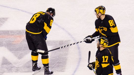 Nine days later, Dumoulin returns to practice ice taken at PPG Paints Arena (Courtesy of Point Park University)