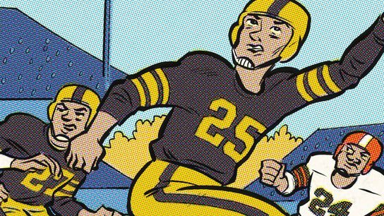 Cartoon Canon: Ray Mathews' historic four touchdowns! taken in Richmond, Va. (Steelers)