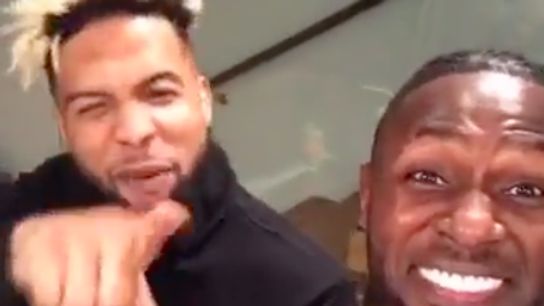 Brown sends out videos whooping it up with Giants' Beckham on eve of game taken at Highmark Stadium (Steelers)