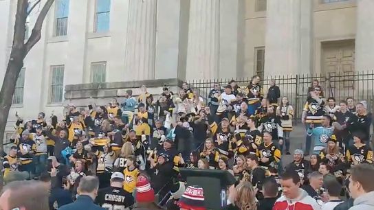 Penguins fans storm the steps in D.C. taken in Washington (Penguins)
