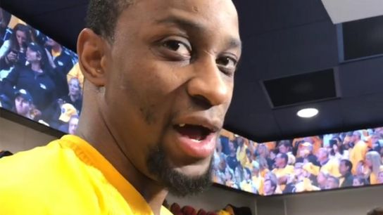 Simmonds calls his hit 'a good hockey play' taken in Nashville, Tenn. (Courtesy of Point Park University)