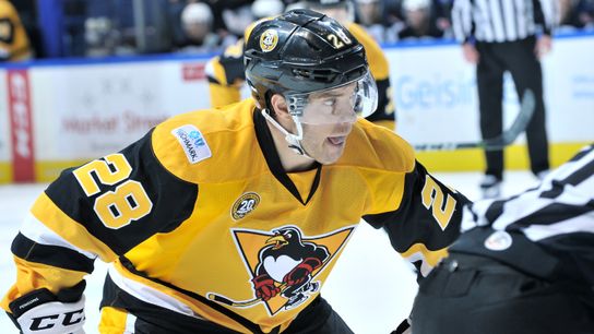 Wilkes-Barre signs forward Sexton taken at PPG Paints Arena (Courtesy of Point Park University)