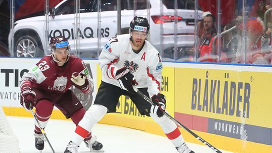 Blueger gets two points in Latvia win taken at Highmark Stadium (Courtesy of Point Park University)