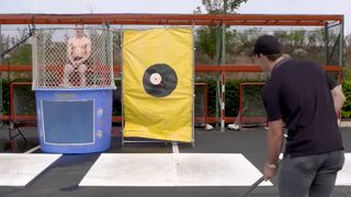 Malkin, Crosby shoot at Blueger in dunk tank taken at PPG Paints Arena (Penguins)