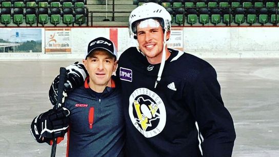 Crosby trains in Germany, Austria during vacation taken at Highmark Stadium (Courtesy of Point Park University)