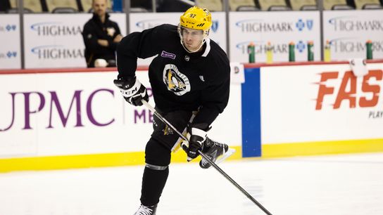 Crosby on ice for practice taken at PPG Paints Arena (Courtesy of Point Park University)