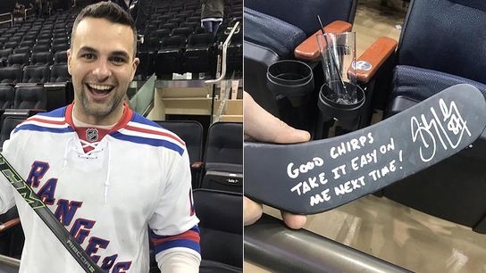 Crosby gives stick to heckling Rangers fan taken at Highmark Stadium (Penguins)