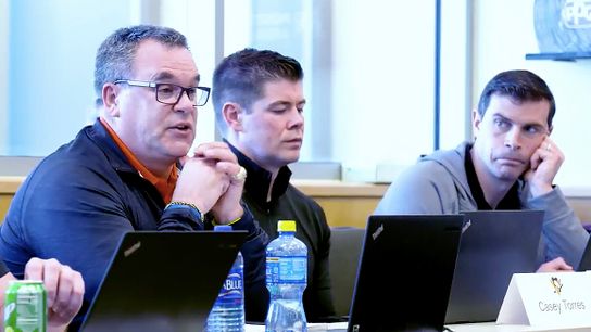 Behind the scenes of Penguins' scouting meetings taken at Highmark Stadium (Courtesy of Point Park University)