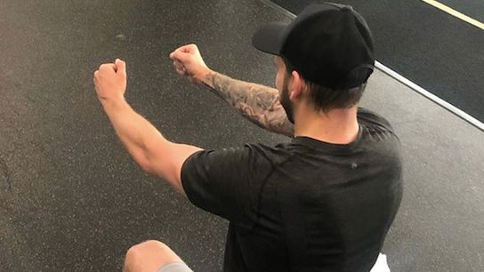 Sabres forward Girgensons training at Lemieux Complex taken at Highmark Stadium (Courtesy of Point Park University)