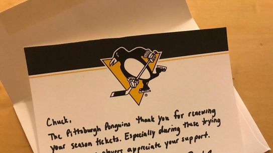 Crosby signs ... personalized letters to ticket holders taken on the North Shore (Penguins)